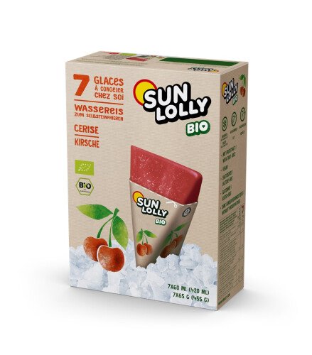 Glaces à l'eau à la cerise bio à congeler chez soi (7 x 60 ml) 420 ml