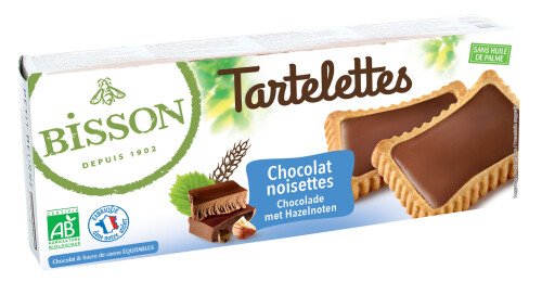 Bio tartelettes met melkchocolade-hazelnoot 150 g