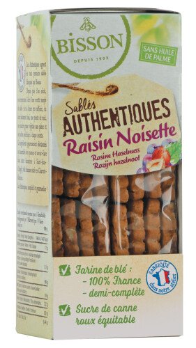 Bio Authentieke zandkoekjes met rozijnen en hazelnoten 175 g