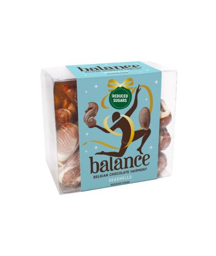 Zeevruchten melkchocolade praliné met inuline en zoetstof in box met kerstsleeve 170 g