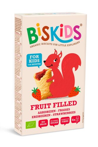Biskids fourrés à la pâte de fraises bio dès 36 mois (au jus de pomme) (6 x 1) 120 g