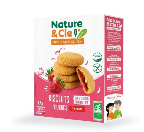 Biscuits fourrés à la fraise bio (4 x 2 pièces) 135 g