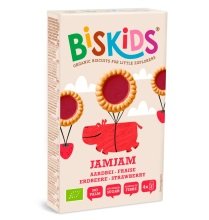 Biskids JAMJAM biscuits pour enfants fourrés à la fraise bio (au jus de pomme concentré bio) (4 x 2) 100 g