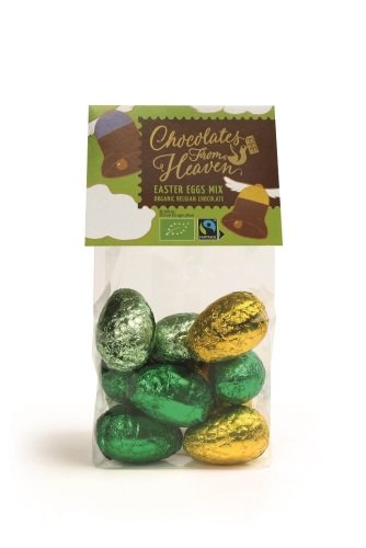 Œufs de Pâques mélange chocolat noir, blanc et chocolat au lait fourré praliné bio 150 g