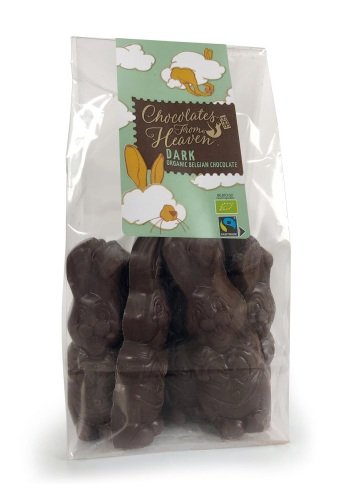 Sujets au chocolat plein lapin de Pâques au chocolat noir  bio 115 g