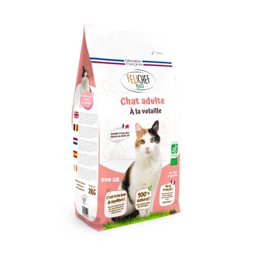 Croquettes volaille bio chat adulte 800 g