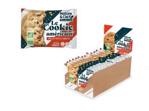 Le cookie américain, à la française, aux pépites de chocolat et noisette bio - présentoir (12 x 45 g) 540 g