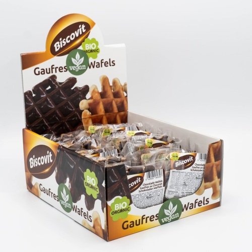 Bio vegan fondant chocoladewafel met kokosbloesemsuiker display 24 x 30 g