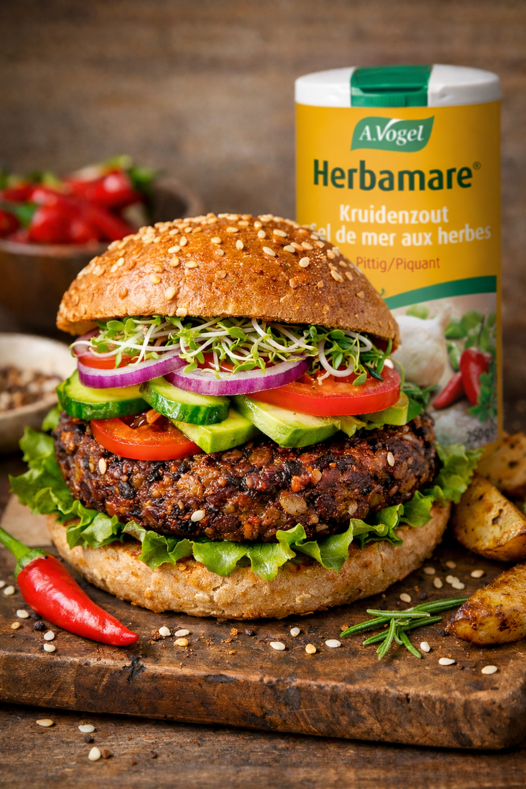 Recept Herbamare - Pittige veggieburger 🌱 🍔
