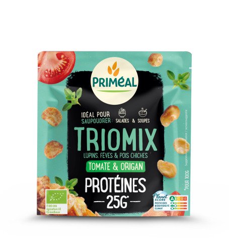 Bio Triomix tomaat & oregano - mengeling van lupines, bonen en kikkererwten gekruid met tomaat en oregano 70 g