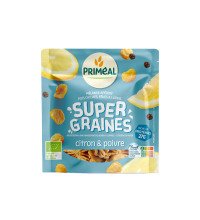 Super Graines citron & poivre - mélange apéritif de lupins, fèves et pois chiches salés, assaisonné de citron et poivre noir bio 100 g