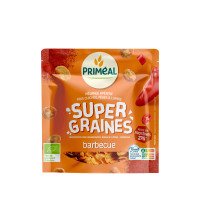Super Graines Barbecue - mélange apéritif de lupins, fèves et pois chiches salés, assaisonné d'oignon, de tomate et de poivron bio 100 g