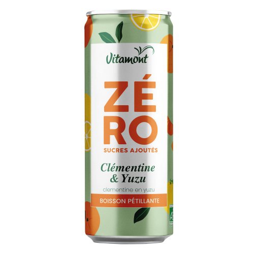 Bio Zéro bruisende frisdrank clementine en yuzu zonder toegevoegde suikers 25 cl